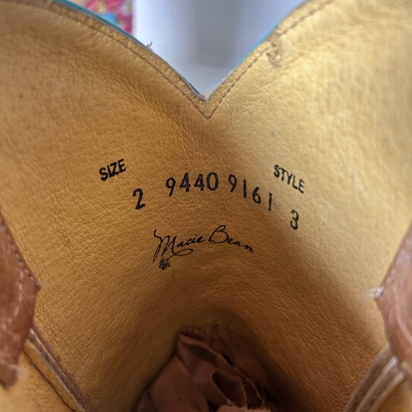 Macie Bean Girls Western Boots Size 2 Floral Embroidered Leather Cowgirl Boots - Picture 8 of 8